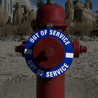 Blue Fire Hydrant Out of Service Label
