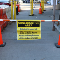 Safety Sign for Authorized Personnel Only and Hard Hat Requirement