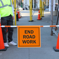 End Road Work Cone Bar Sign