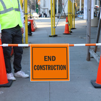 End Road Construction Barricade Sign
