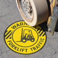 Circular Warning Forklift Traffic SlipSafe Floor Signs