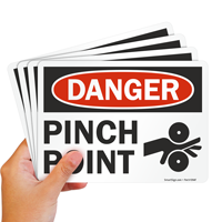 Pinch point safety sign for workplace