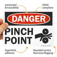 Caution sign for pinch hazards