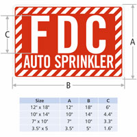 FDC Auto Sprinkler Striped Border Sign