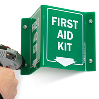 First Aid Kit with Down Arrow sign