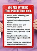 You Are Entering Food Production Area Signs