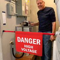High Voltage Warning Sign: Door Barricade
