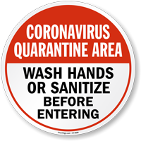 Quarantine area wash hands slip-safe floor sign