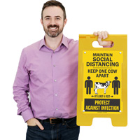 Maintain social distancing: Keep one cow apart FloorBoss sign