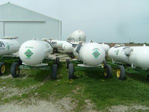 photo of anhydrous ammonia in fertilizer tanks