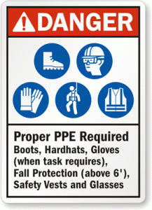 While mitigating some risks, personal protective equipment can make a worker more susceptible to heat exhaustion. (Image via MySafetySign.com.) 