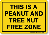 Peanut And Nut Free Zone Sign