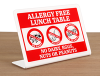 Allergy Free Lunchtable Sign For Table Top