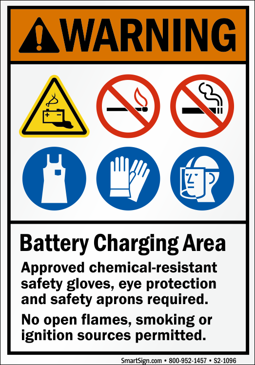 Battery Charging Area Warning Sign