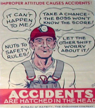 Accidents happen in the head sign