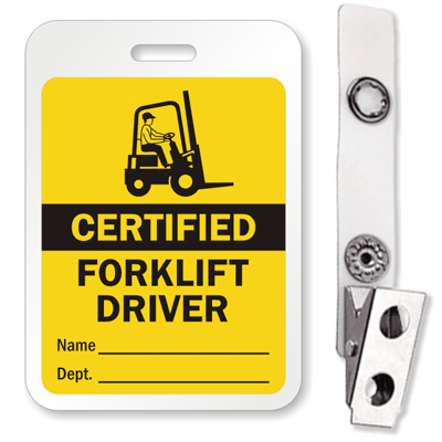 Certified Forklift Driver Badge With Bulldog Clip Signs