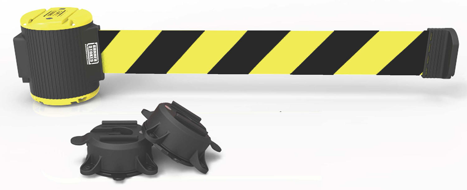 Black and Yellow Magnetic Barrier System Signs, SKU: BT-0044