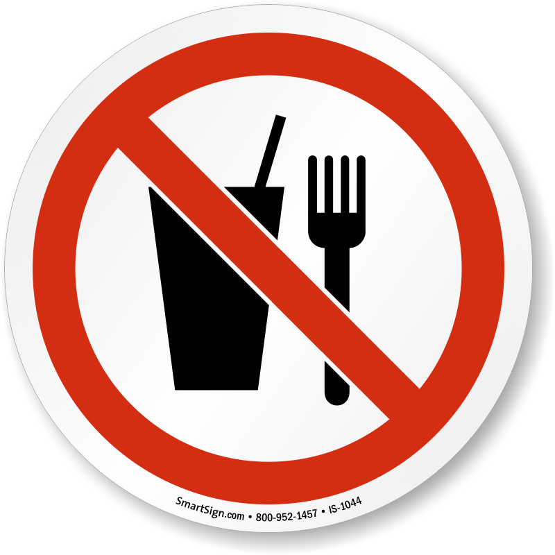 NO EATING OR DRINKING Prohibition Signs 