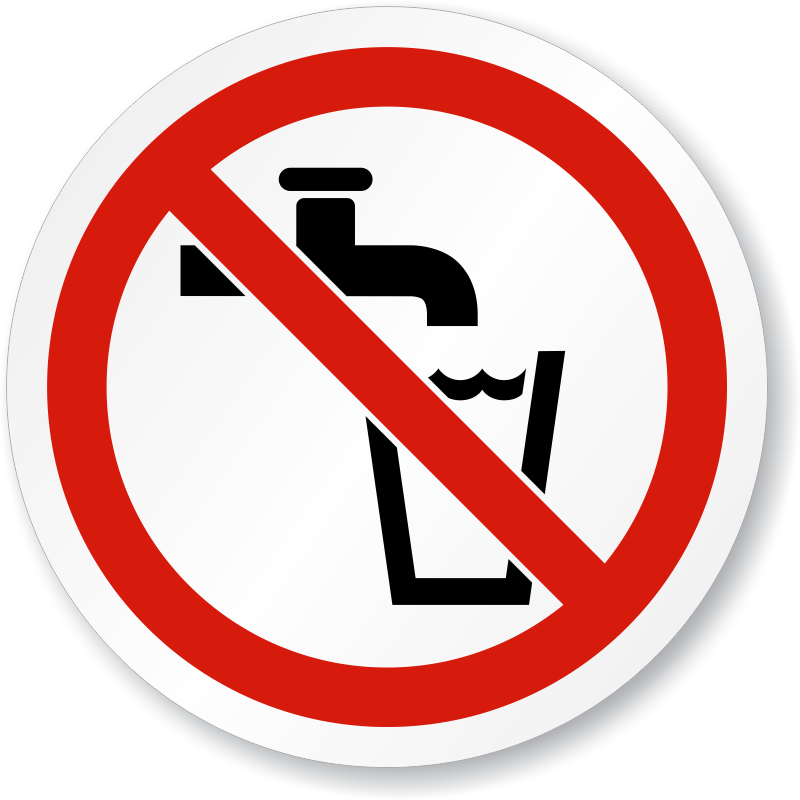 Not drinking water safety sign 