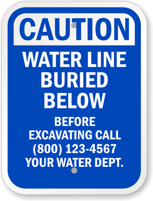 Custom Water Line Buried Below Sign