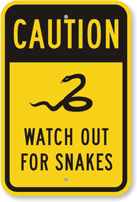 Caution Venomous Snakes in Area aluminum sign