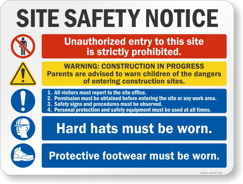 Site Safety Notice Unauthorized Entry Prohibited Sign, SKU: K2-4476