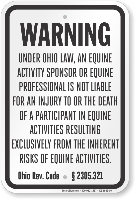 Warning Under Iowa Law An Equine Activity Osha Metal Aluminum Sign