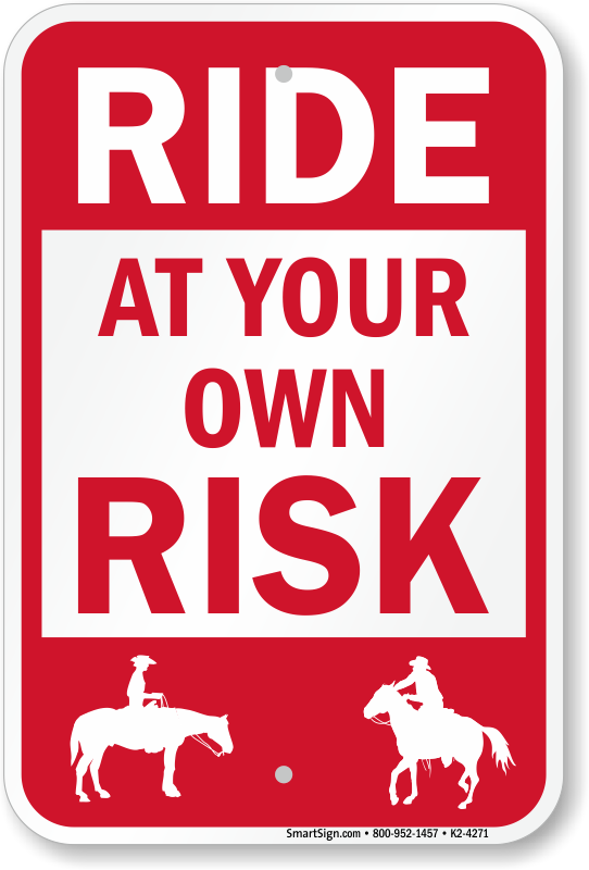 2 X HORSE RIDING WARNING STICKERS SIGNS