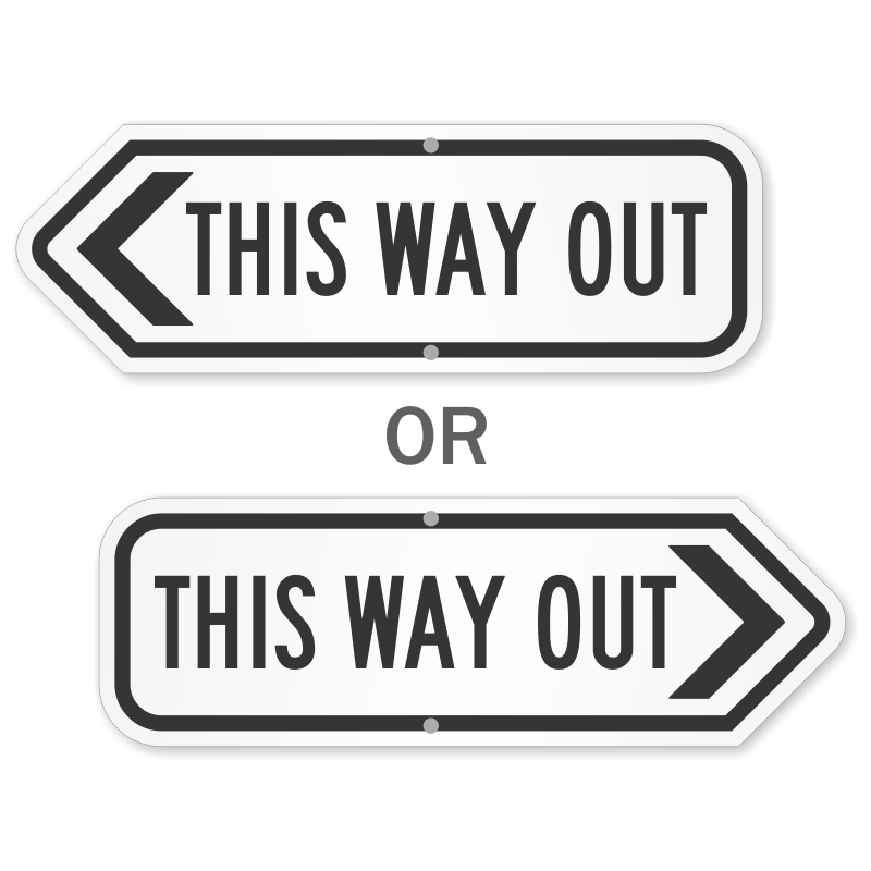Way Out This Way To Arrow Sign Directional Novelty Metal 17" x 5" 