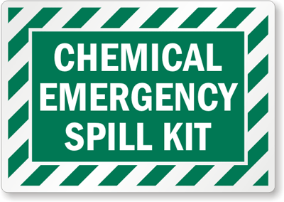 Emergency signs Chemical spill kit Safety sign 