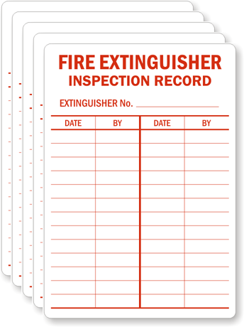 Small Fire Extinguisher Maintenance Labels in Red Ultra Adhesive & Rip Proof 