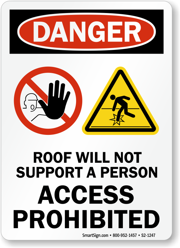 DANGER Fragile Roof 8x10" Metal Sign Security Premises Workplace Contractor #54 