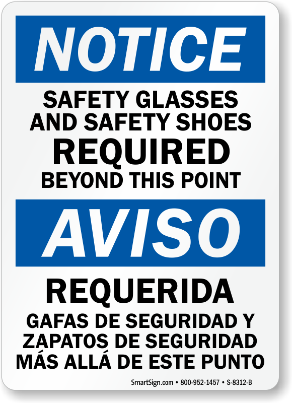 Bilingual OSHA Notice PPE Sign, SKU: S-8312-B ...