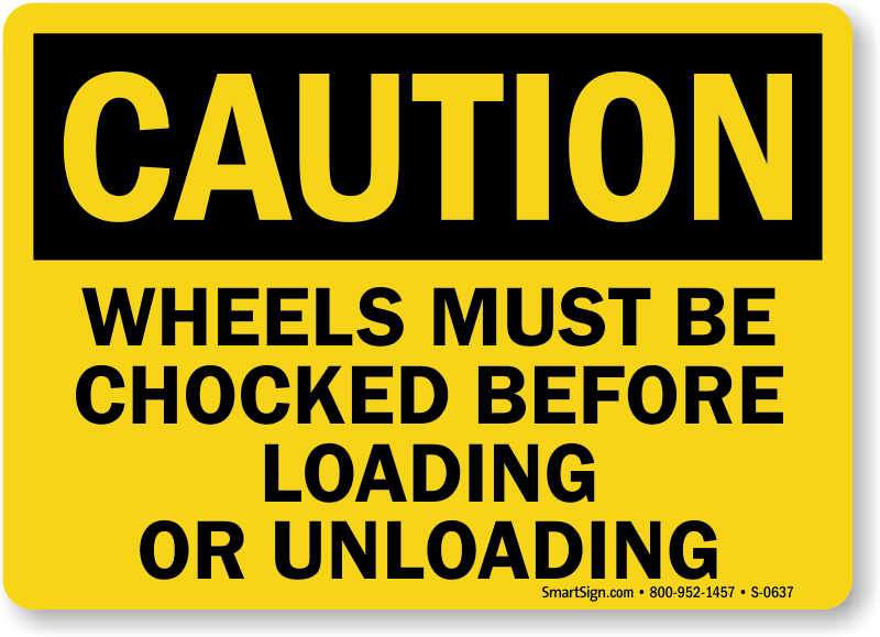 6 Pack Housekeeping & Traffic Control 7X10in Plastic Warning Chock Wheels Before Loading and Unloading Sign 