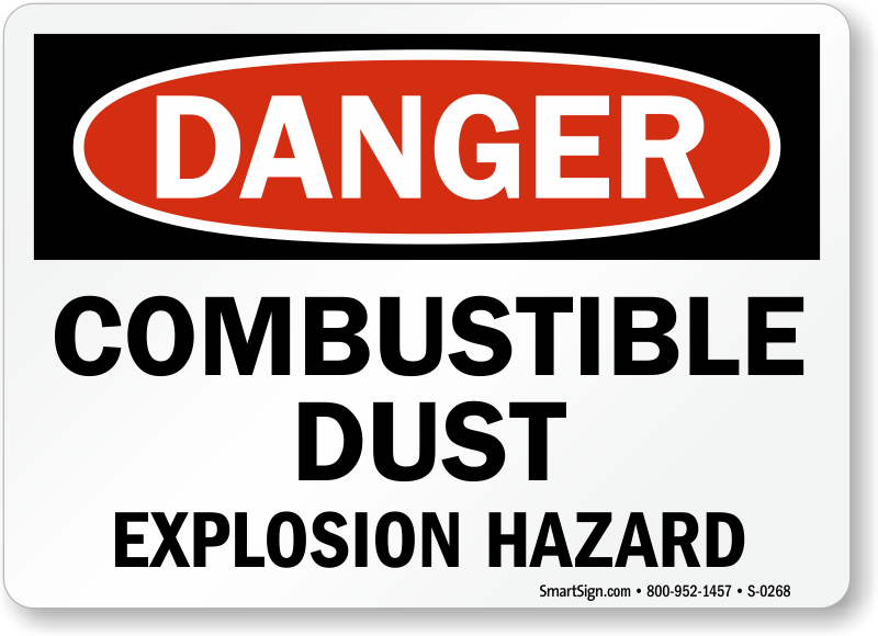 Protect Your Business Aluminum Sign Combustible Dust Area Bilingual Warehouse & Shop Area Construction Site 18 X 12 Aluminum  Made in the USA OSHA Waring Sign 