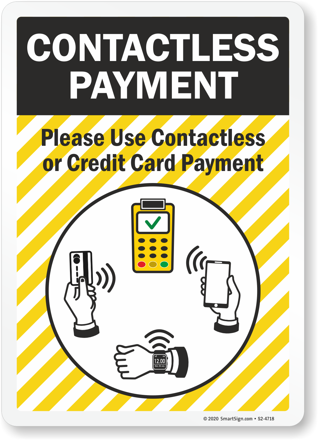 Free Shipping Contactless Payments & Credit Cards Accepted Signs 5 Pack 