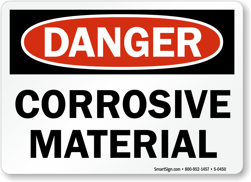 Corrosive Danger Sign 10" x 14" OSHA Safety Sign 
