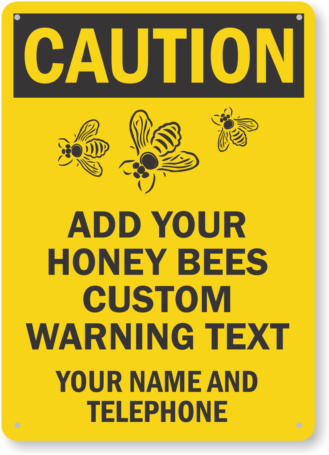 Caution Stay Clear Advisory 8"x12" Aluminum Sign Bees 