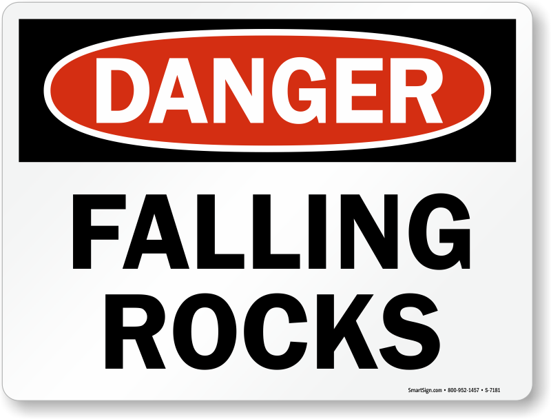 Plastic for Recreation Caution Falling Rock OSHA Safety Sign 10x7 in 