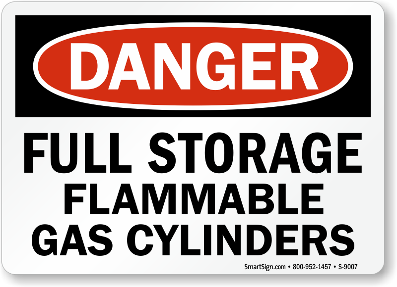 Danger Full Storage Flammable Gas Cylinders Label By SmartSign 10 x 14 3M Reflective Laminated Vinyl 