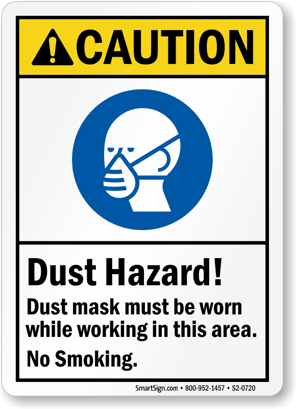 DUST MASK MUST BE WORN health and safety signs stickers warning danger 205x290mm 