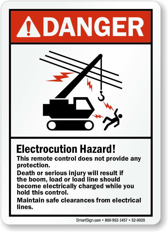 ANSI Danger Label 3M Vinyl Film 4" x 7" Boom Clearance Electrocution Hazard 