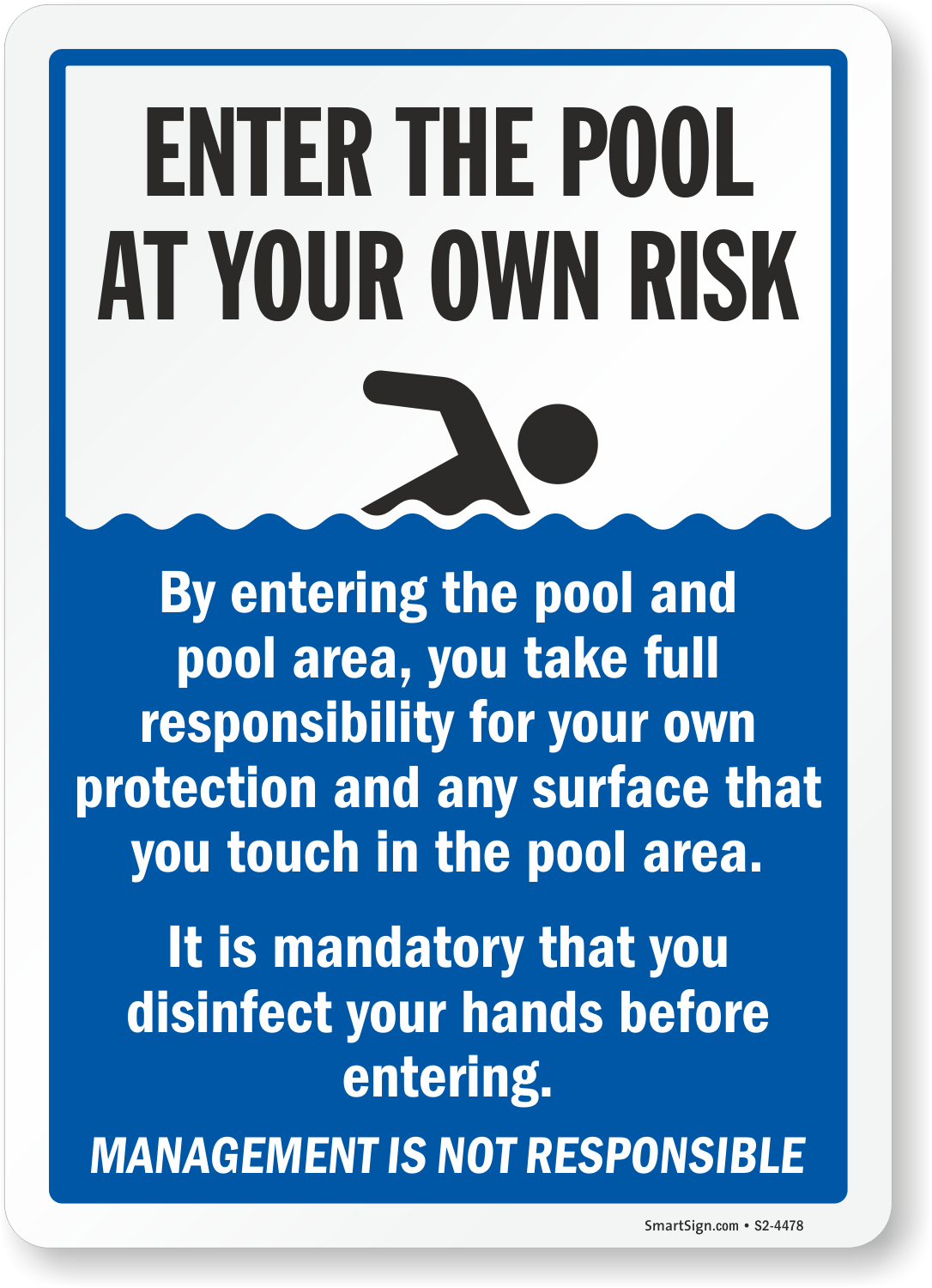 12 x 18 Aluminum SmartSign Swimming Pool Rules Sign 