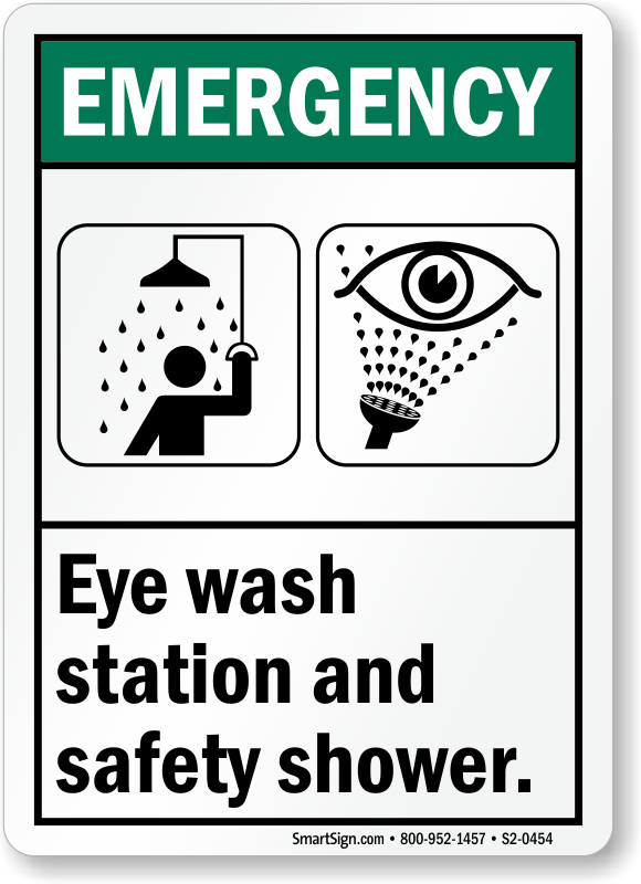 Black/Green/White Brady 119786 PlasticEmergency Safety Shower and Eye Wash Station Office and Facility Sign 