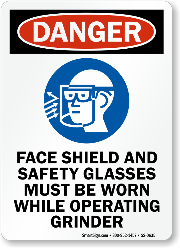 OSHA SAFETY FIRST Sign Wear Safety Glasses Or Face Shield With Symbol 