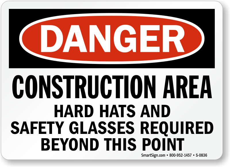 10"x14" DANGER HARD HAT AREA Safety Signs OSHA Work Construction Jobsite NEW