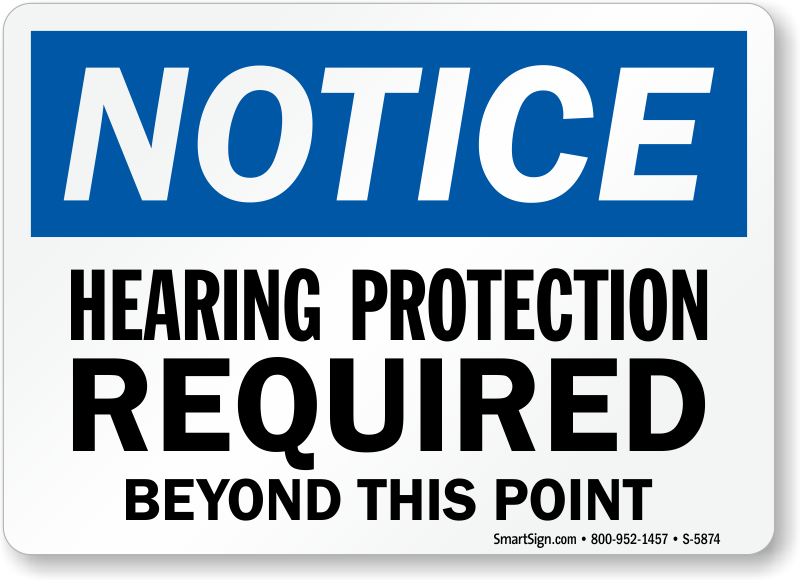 Black on Yellow NMC C514A OSHA Sign 10 Length x 7 Height LegendCAUTION HEARING PROTECTION REQUIRED with Graphic Aluminum 