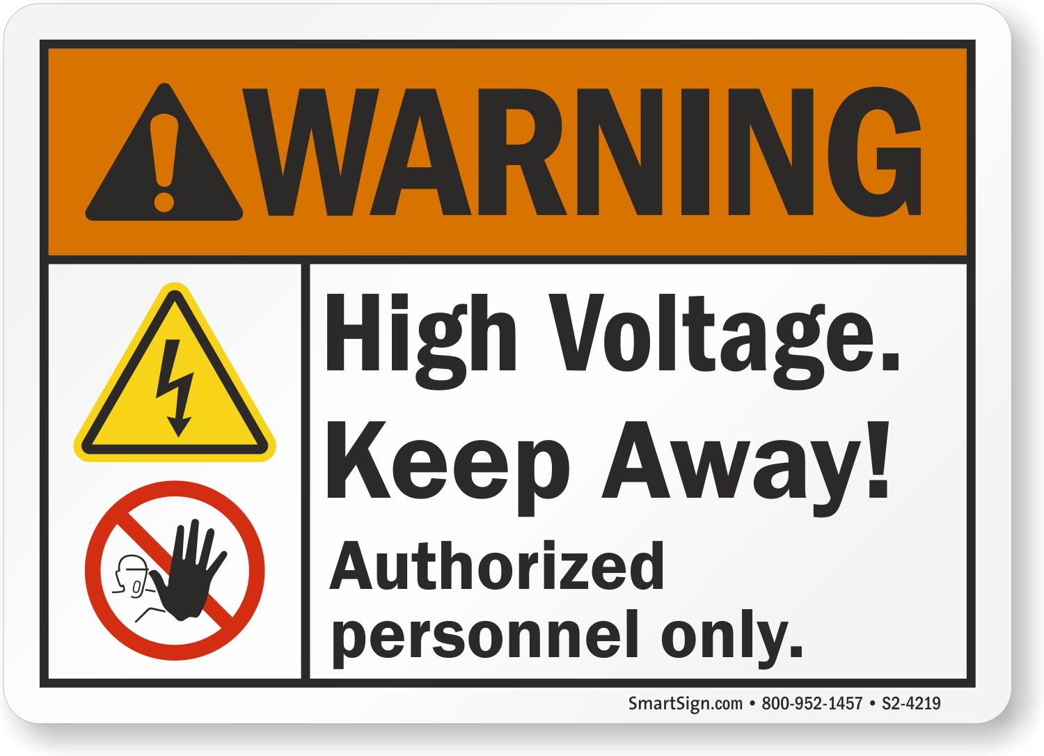 SmartSign Danger High Voltage Keep Away with Graphic Plastic Sign 10 x 7 10 x 7 Lyle Signs S-2242-PL-10 