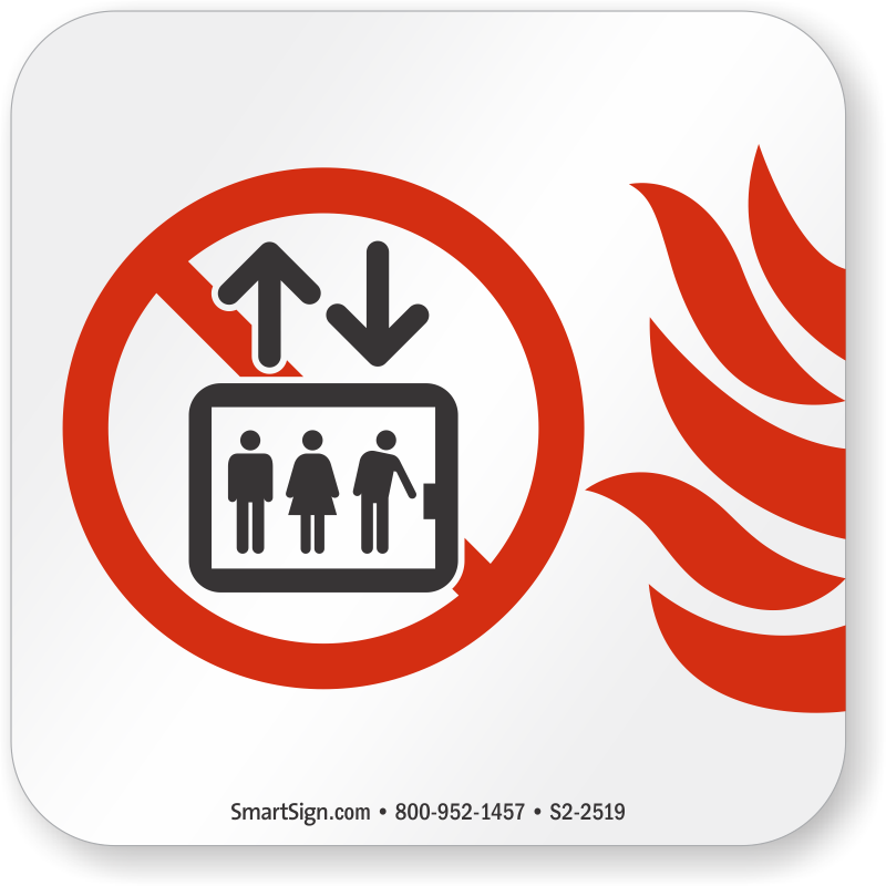 IN THE EVENT OF FIRE DO NOT USE LIFTS SIGN SIGN RIGID PLASTIC 100x100mm 