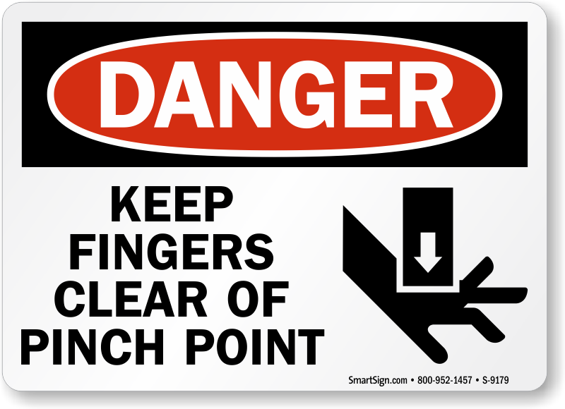 DANGER PINCH POINT WARNING DECAL SAFETY SIGN STICKER OSHA 